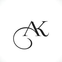 ak of ka initialen monogram brief tekst alfabet logo ontwerp vector
