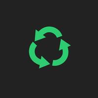 recycling teken icoon. circulaire pijl symbool. vlak ontwerp. nul verspilling concept. groen kleur. vector