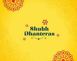 traditioneel shubh dhanteras Hindoe religieus geel achtergrond vector