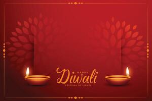 traditioneel diwali festival banier met bloemen achtergrond in rood kleur vector