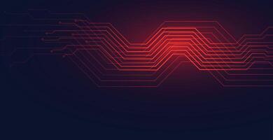 stroomkring lijnen technologie diagram achtergrond in rood schaduw vector