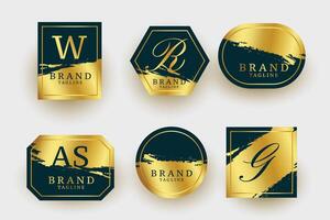 meetkundig luxe gouden logos of bruiloft monogrammen verzameling vector