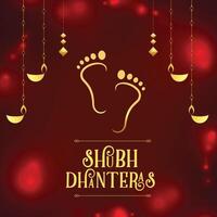 elegant gouden godin charan Aan helder achtergrond voor shubh dhanteras festival vector