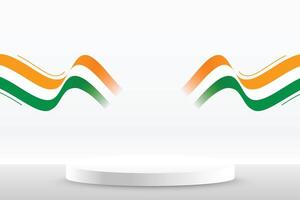 3d podium platform met Indisch kaart voor republiek dag evenement vector