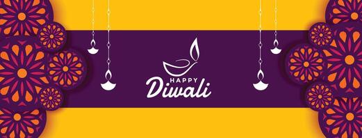 decoratief gelukkig diwali festival banier wensen ontwerp vector