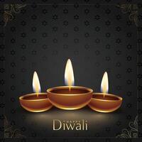 gelukkig diwali festival diya decoratief achtergrond ontwerp vector