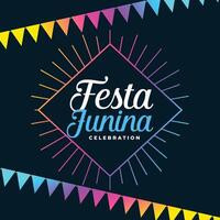 festa Junina vakantie achtergrond met kleurrijk slingers decoratie vector