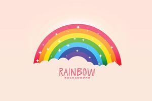 schattig regenboog en wolken roze achtergrond elegant ontwerp vector