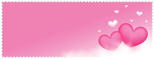 roze valentijnsdag dag banier met twee harten en tekst ruimte vector