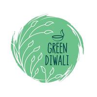 groen diwali festival achtergrond in verf borstel stijl vector