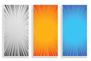 zoom lijn stralen abstract banners reeks van drie vector