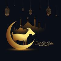 eid al adha Bakri festival gouden achtergrond vector