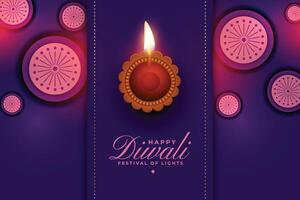 mooi diwali festival banier met realistisch olie diya ontwerp vector