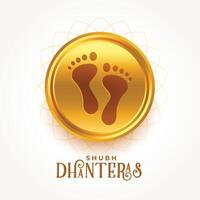 elegant shubh dhanteras vector ontwerp met godin voeten Aan gouden munt