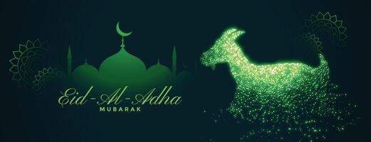 eid al adha Bakri festival groen banier ontwerp vector