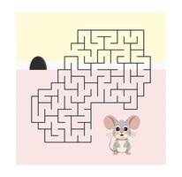 vector illustratie. kinderen puzzel spel. helpen de muis krijgen uit van de doolhof. kleur illustratie