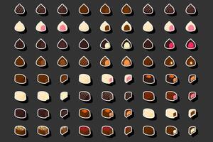 illustratie op thema mooie grote set zoete chocolade snoep bonbon vector