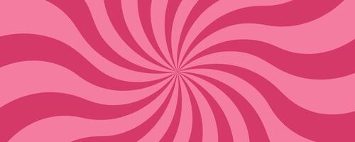 kolken roze snoep achtergrond. spiraal aardbei vector zonnestraal met room textuur. schattig tekenfilm behang. zoet heemst en lolly radiaal twist en draaikolk. abstract zonnestraal illustratie.