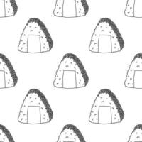 naadloos patroon met onigiri voor decoratief afdrukken, omhulsel papier, menu, behang en kleding stof vector