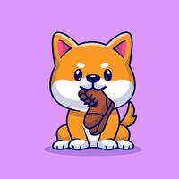 schattig shiba inu hond beet schoenen tekenfilm vector icoon illustratie. dier voorwerp icoon concept geïsoleerd premie vector. vlak tekenfilm stijl