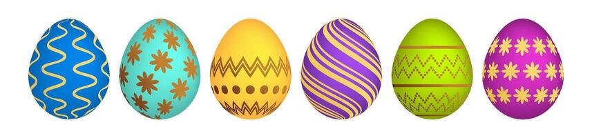 reeks van zes kleurrijk Pasen eieren vector