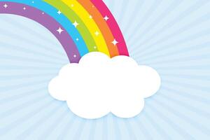 regenboog met sparkles en wolken vector