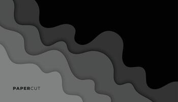 zwart en donker grijs papercut stijl achtergrond vector