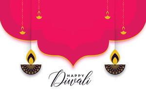 traditioneel shubh deepavali banier met hangende lamp vector