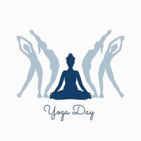 Internationale yoga dag achtergrond met verschillend poses vector