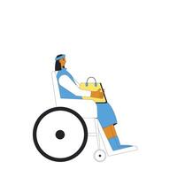 inclusie toerisme. vrouw karakter met Tassen. rolstoel persoon geïsoleerd met bagage. vector