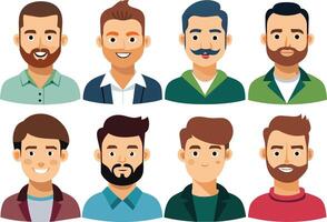 reeks van mannen avatars met verschillend kapsels. vector illustratie.