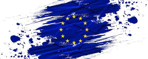 Europese unie vlag in borstel verf stijl met halftone effect. vlag van Europa met grunge concept vector