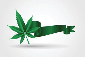 marihuana blad met groen lint vector