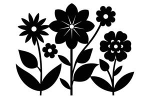 zwart uitknippen symbolen van bloemen vector