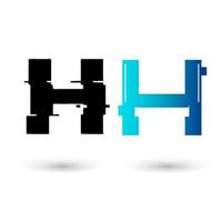 creatieve glitch letter h ontwerp vector