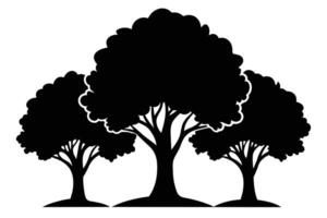 zwart eik bomen silhouetten vector geïsoleerd Aan wit achtergrond