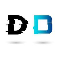 creatief glitch letter d-ontwerp vector