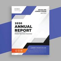 jaar- verslag doen van blauw bedrijf brochure sjabloon ontwerp vector
