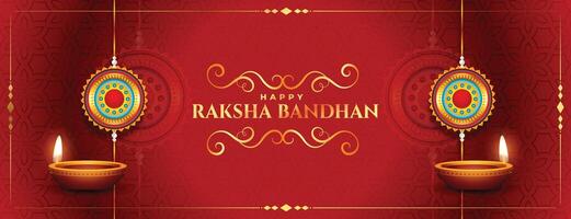 elegant rood gelukkig raksha bandhan traditioneel festival banier vector