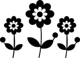 reeks van zwart schattig bloemen pictogrammen Aan wit achtergrond vector