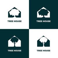 boom huis vector logo illustratie. natuur groen silhouet