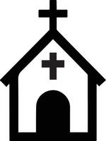 kerk icoon met kruis en kruis Aan de deur. een symbool van geloof en aanbidden in een religieus instelling. vector
