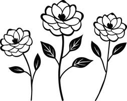 set hand getrokken lijn bloemen vector