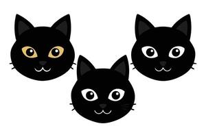 reeks van zwart geassorteerd katten gezichten geïsoleerd Aan wit achtergrond vector