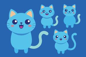 set van schattige kat in verschillende poses cartoon afbeelding vector