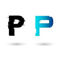 creatief glitch letter p-ontwerp vector