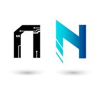 moderne technologie letter n vector ontwerp