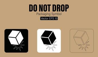 Doen niet laten vallen verpakking symbool vector