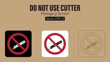 Doen niet gebruik snijder mes verpakking symbool vector