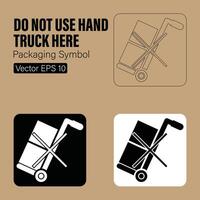 Doen niet gebruik hand- vrachtauto hier verpakking symbool vector